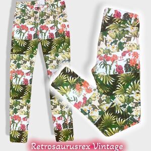 Nicole Miller Artelier Floral Hawaiian Denim Skinny Jeans, size 6